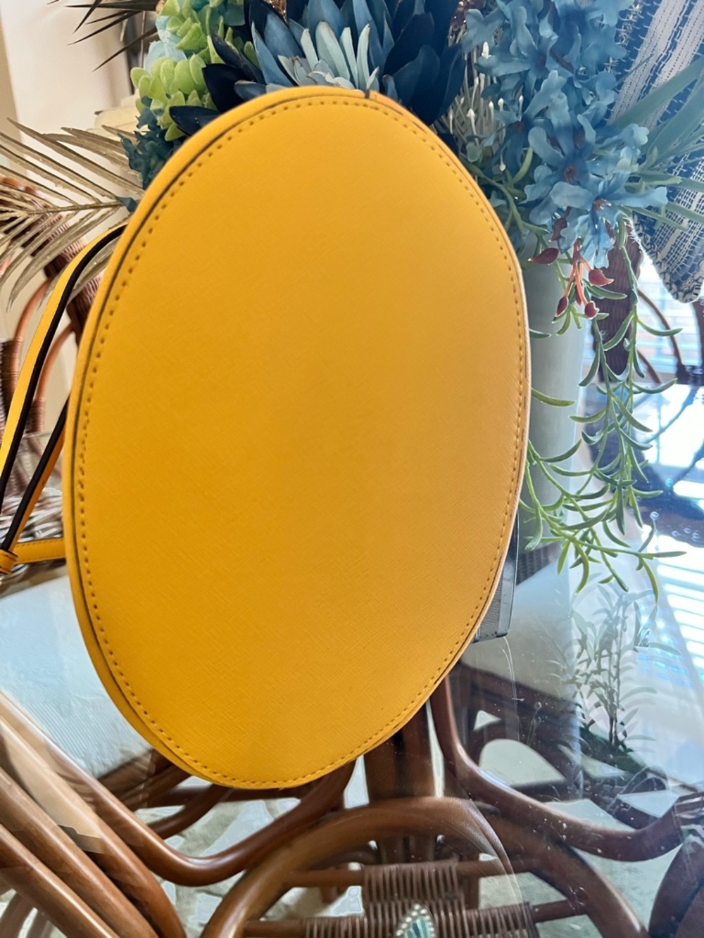 Karl Lagerfeld Yellow Saffiano Shoulder Bucket Bag - Picture 4 of 12